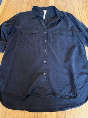 Babaton Balck Button-Front Collared Shirt